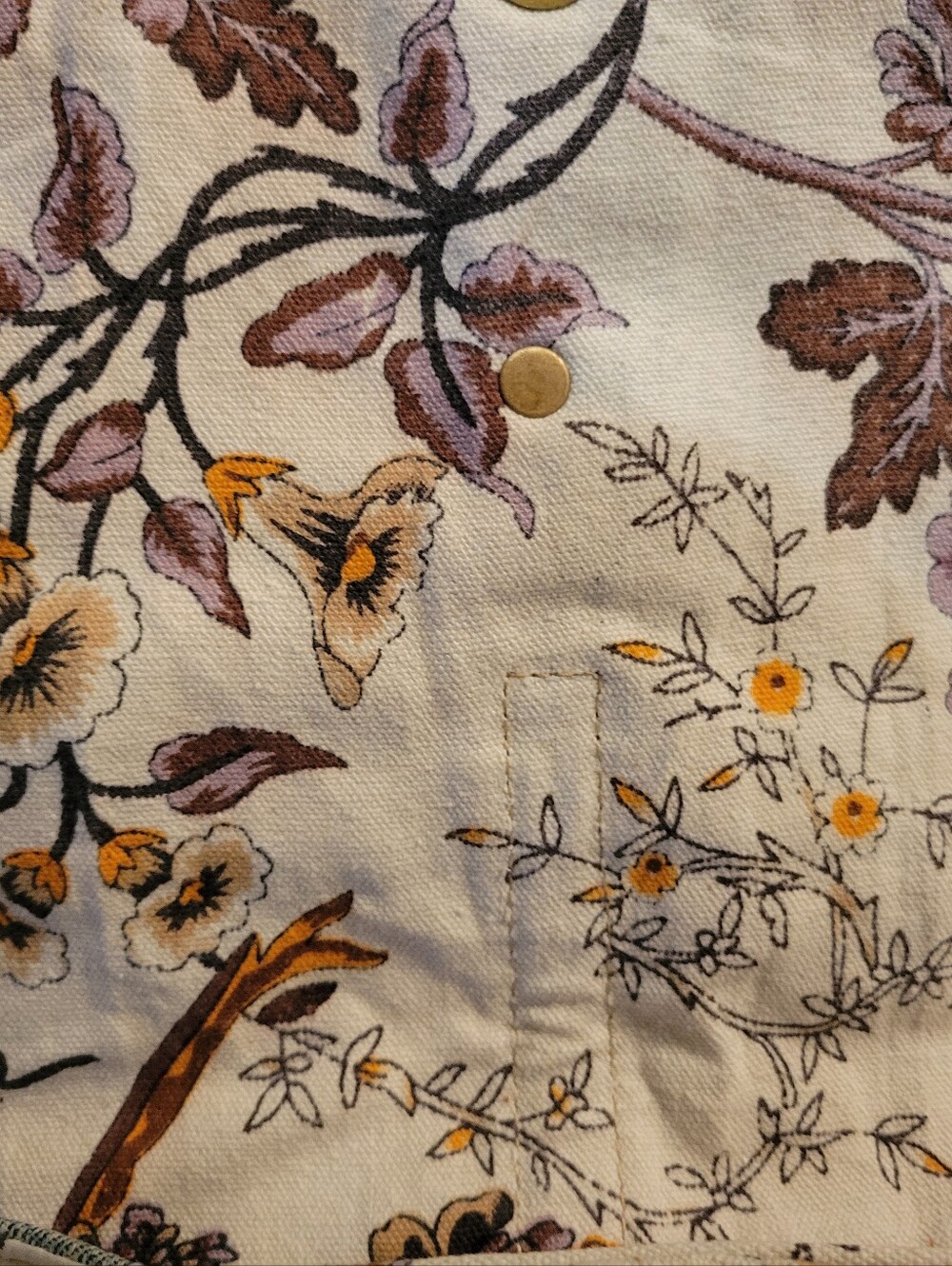 Myra Bag NWT Floral and Denim Canvas Medium Backpack Brown Leather Trim - Picture 12 of 12
